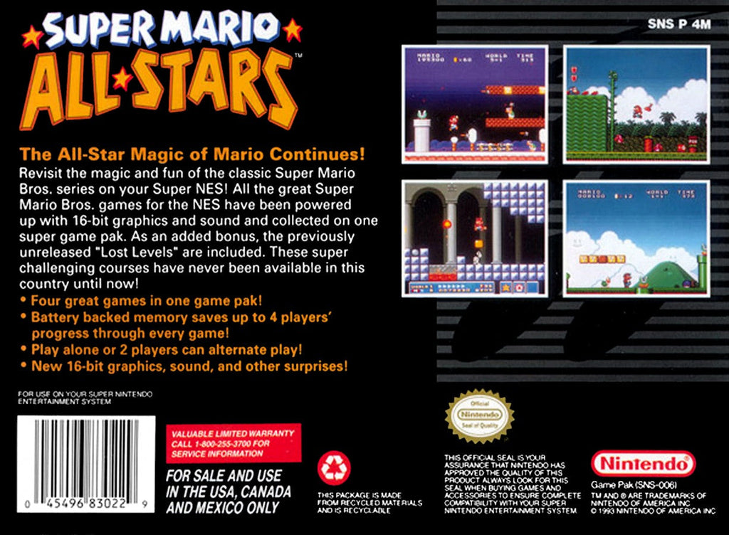 Super Mario All-Stars [Player's Choice] – Super Nintendo Entertainment System (SNES)