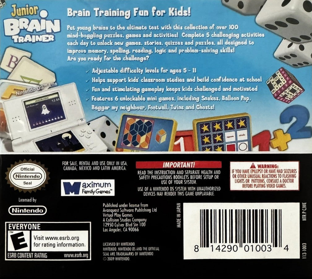 Junior Brain Trainer — Nintendo DS (DS)