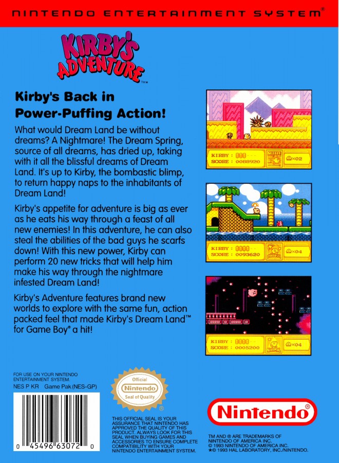 Kirby's Adventure – Nintendo Entertainment System (NES)