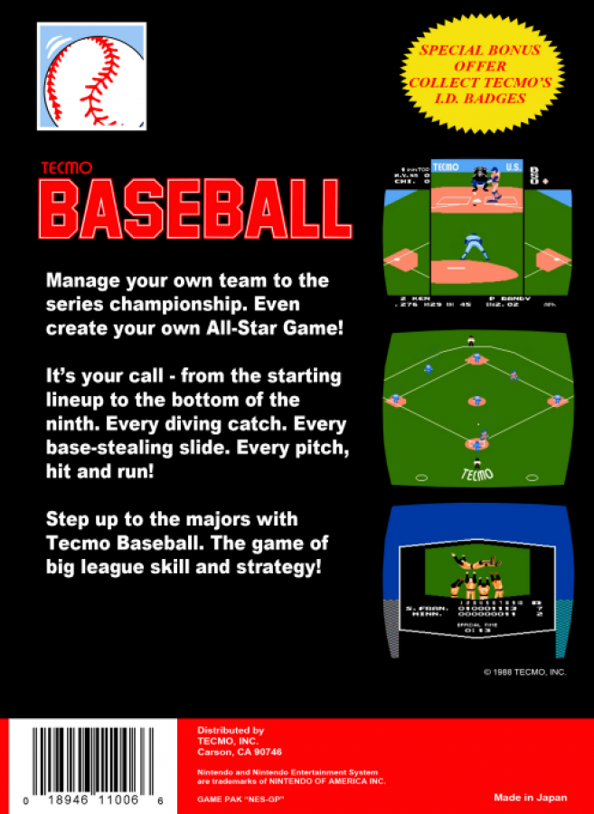 Tecmo Baseball – Nintendo Entertainment System (NES)