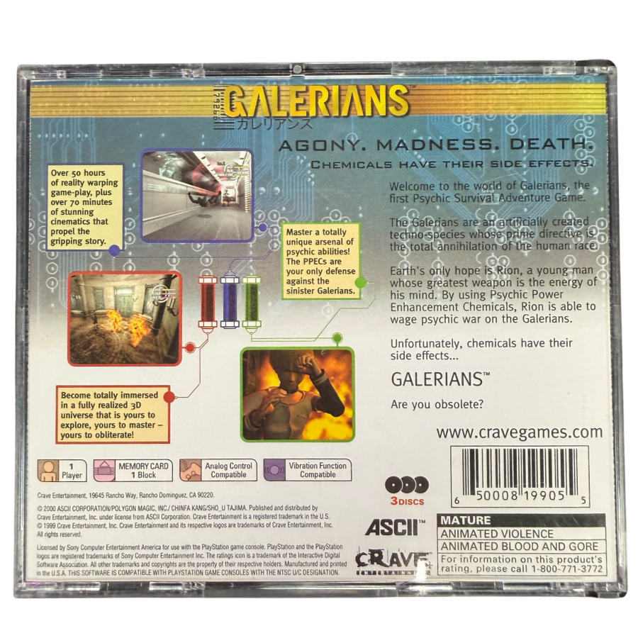 Galerians [MISSING MANUAL/INSERTS] – PlayStation 1 (PS1)