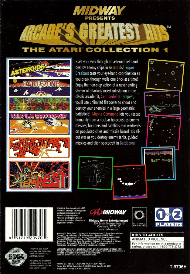Arcade's Greatest Hits Atari Collection – Sega Saturn (SS)