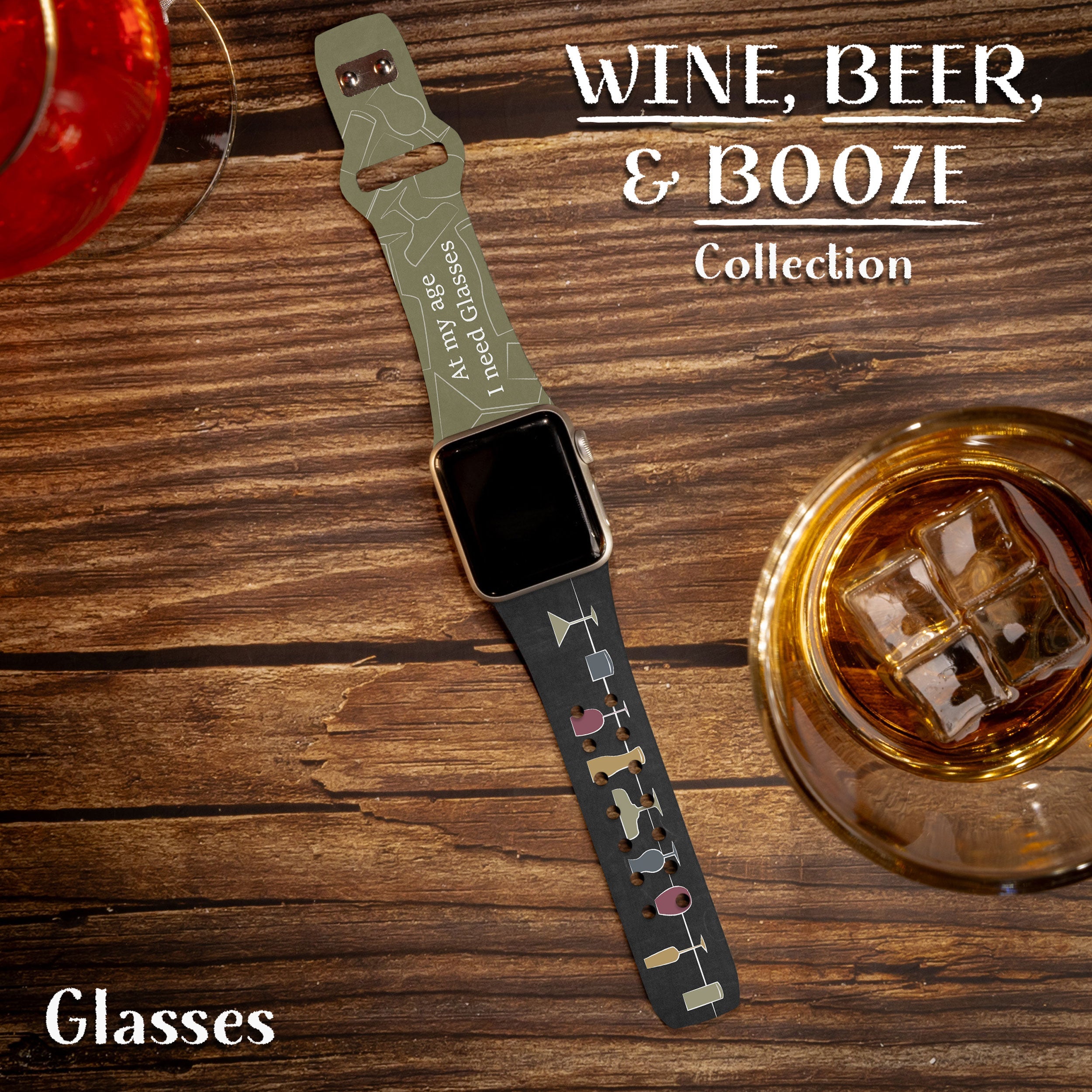 Wine, Beer, & Booze HD Apple Watch Band