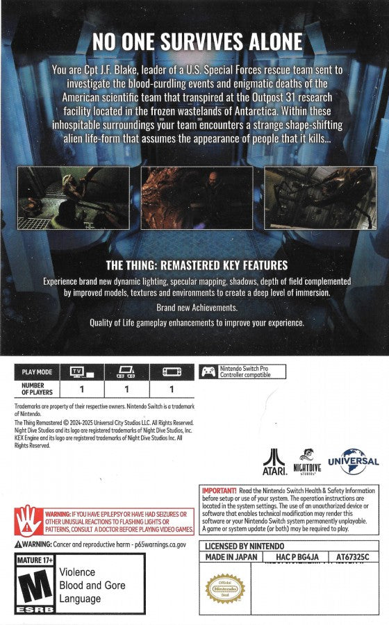 The Thing: Remastered – Nintendo Switch (NS)
