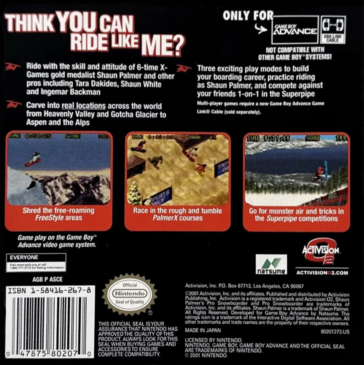 Shaun Palmer's Pro Snowboarder – Game Boy Advance (GBA)
