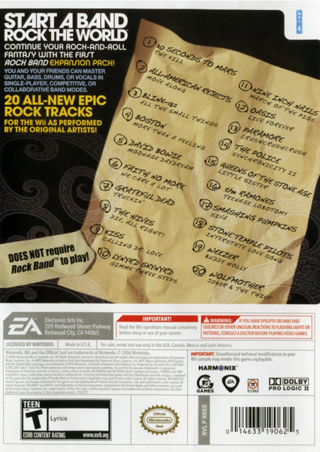 Rock Band Track Pack: Volume 1 – Nintendo Wii (Wii)