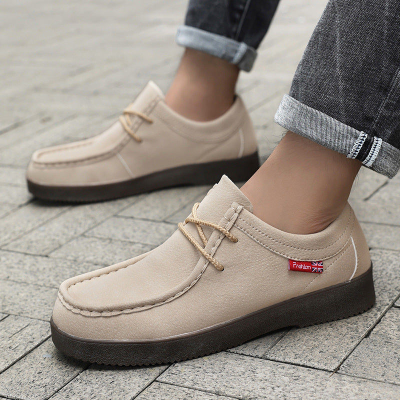 Men's British-Style Suede Casual Shoes – Low-Top Breathable Goodyear Welt Loafer