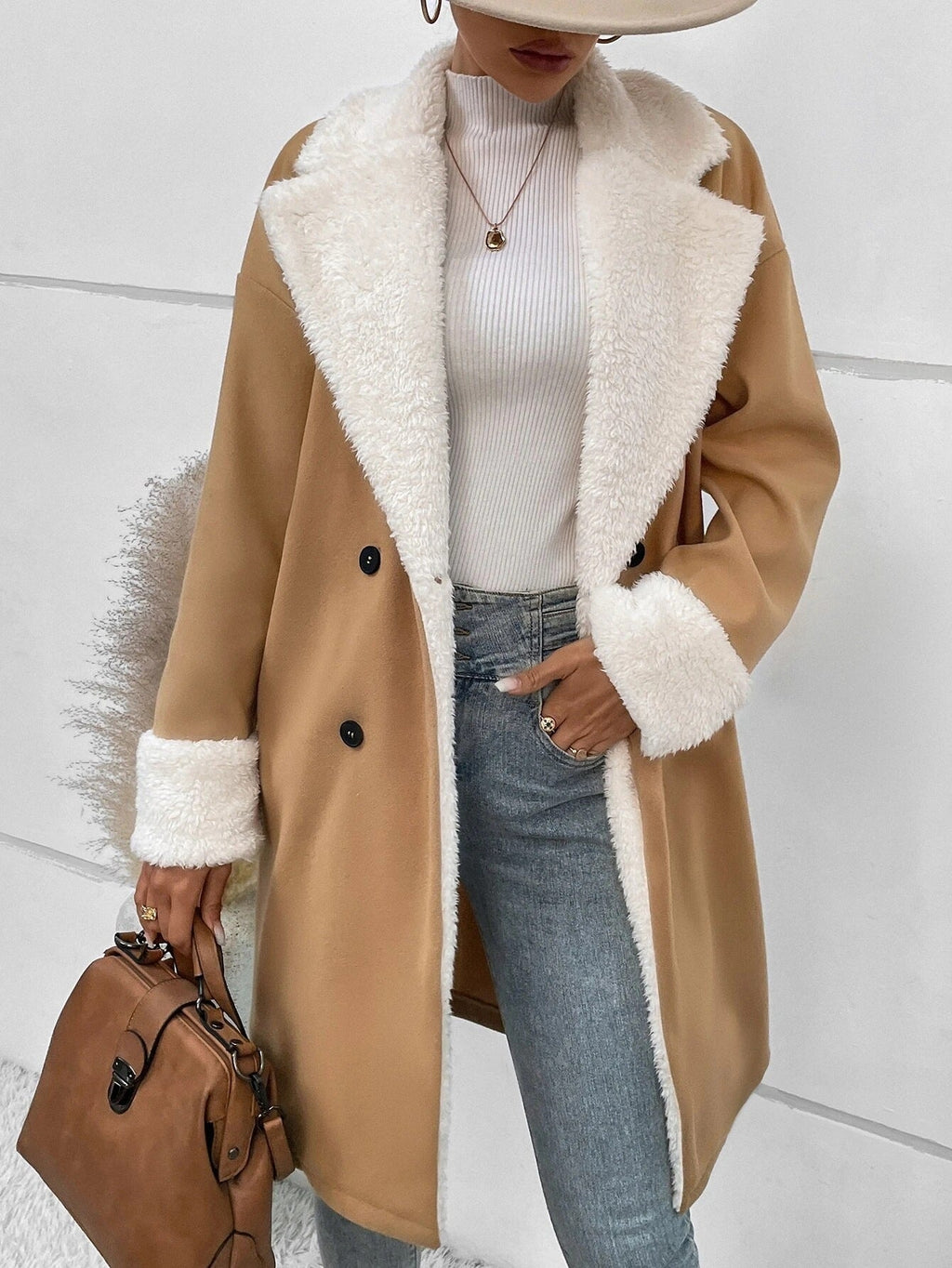Women's Long Woolen Coat – Relaxed Fit Commuter Jacket