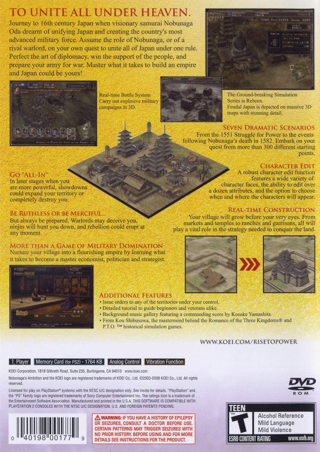 Nobunaga's Ambition: Rise to Power – PlayStation 2 (PS2)