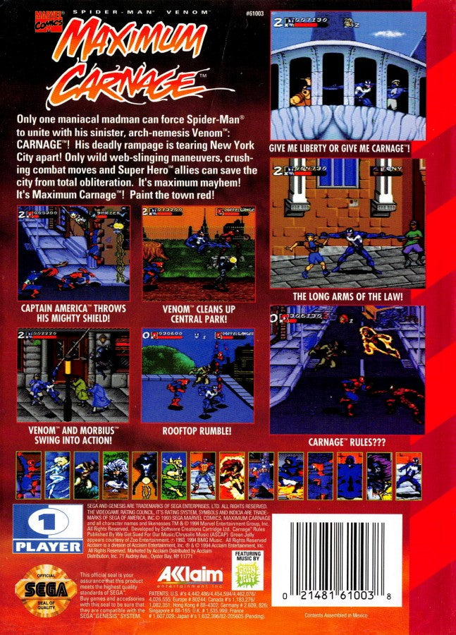 Spider-Man/Venom: Maximum Carnage [Red Cartridge] – Sega Genesis (GEN)