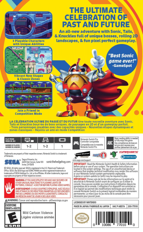 Sonic Mania – Nintendo Switch (NS)