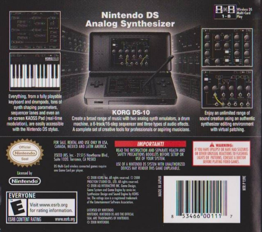 KORG DS-10 Synthesizer — Nintendo DS (DS)