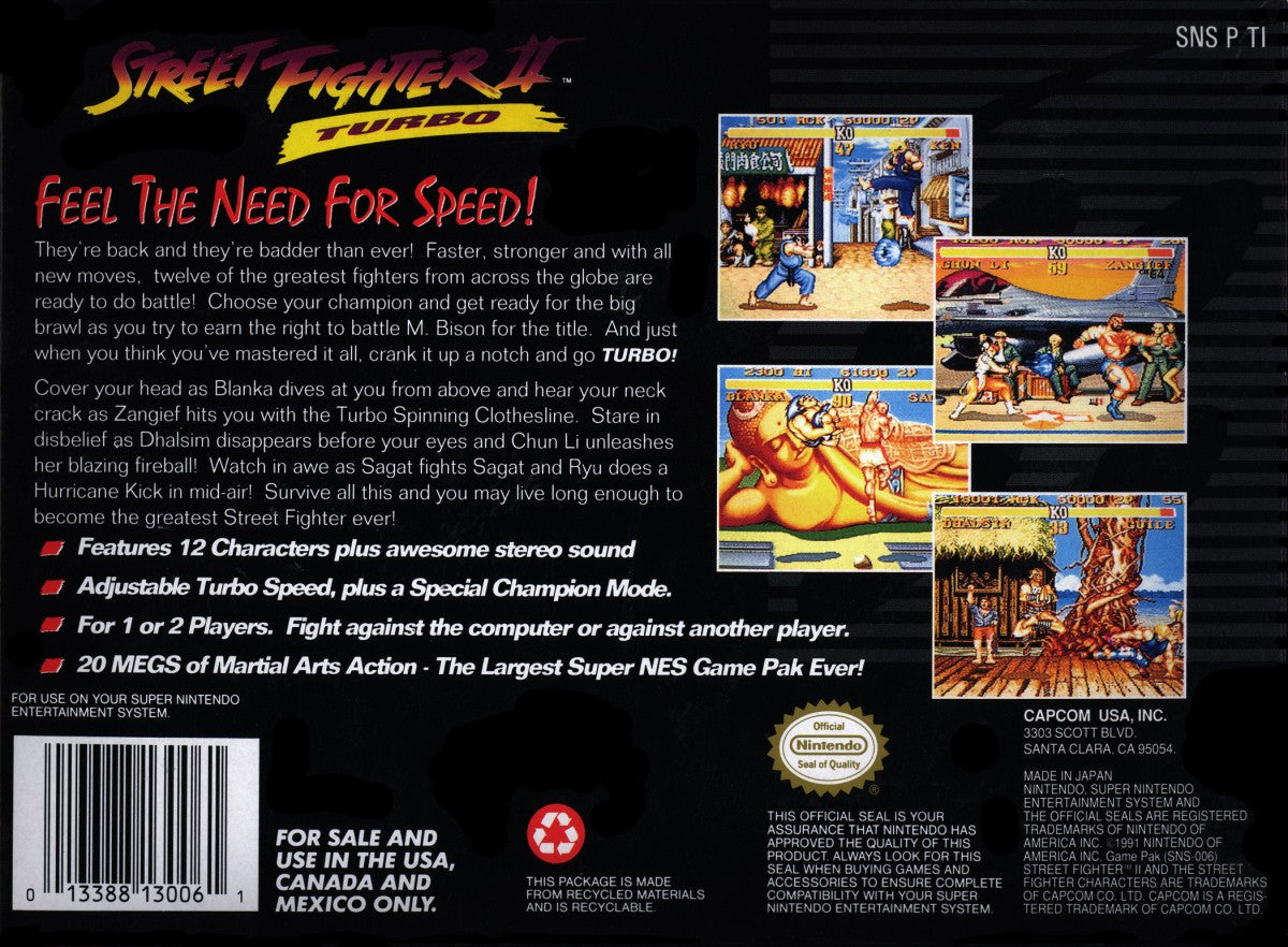 Street Fighter II Turbo – Super Nintendo Entertainment System (SNES)