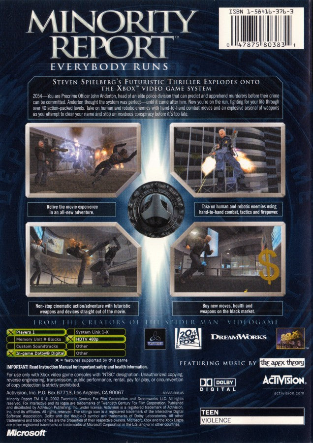Minority Report: Everybody Runs – Xbox (XBOX)