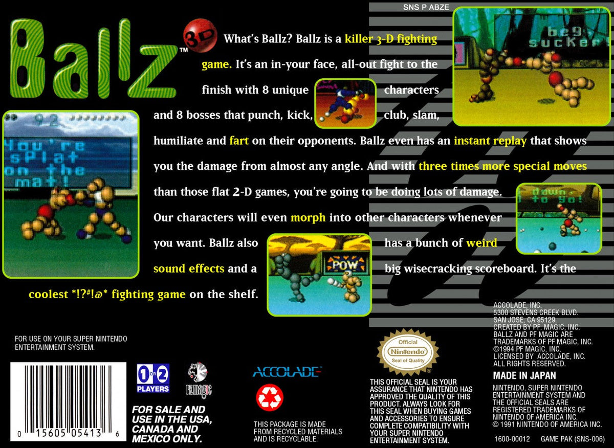 Ballz 3D – Super Nintendo Entertainment System (SNES)
