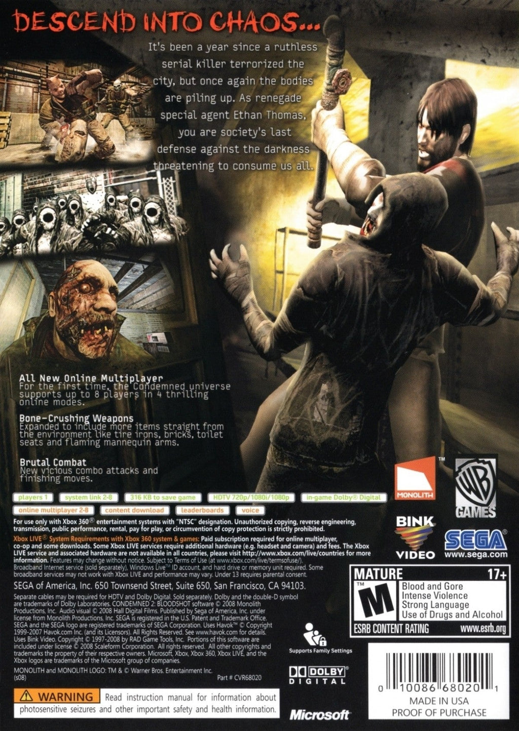 Condemned 2 Bloodshot – Xbox 360 (X360)