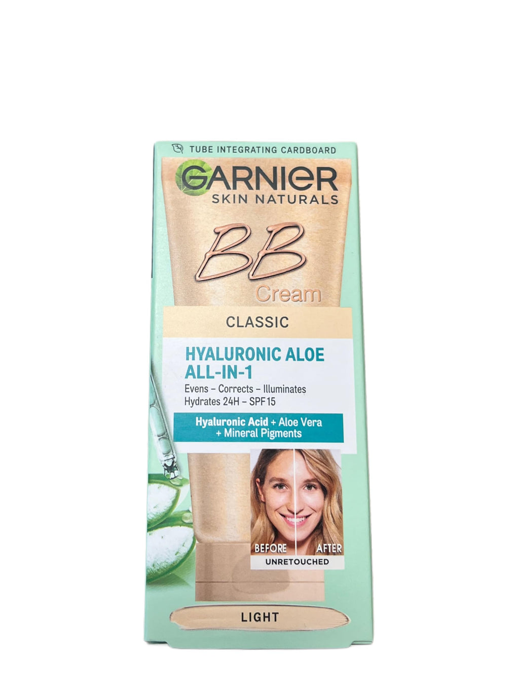 Garnier Skin Naturals BB Cream - 5-in-1 Skincare & Makeup Solution with Hyaluronic Acid & Aloe Vera - Natural Coverage & UV Protection - Light Tone, 50ml
