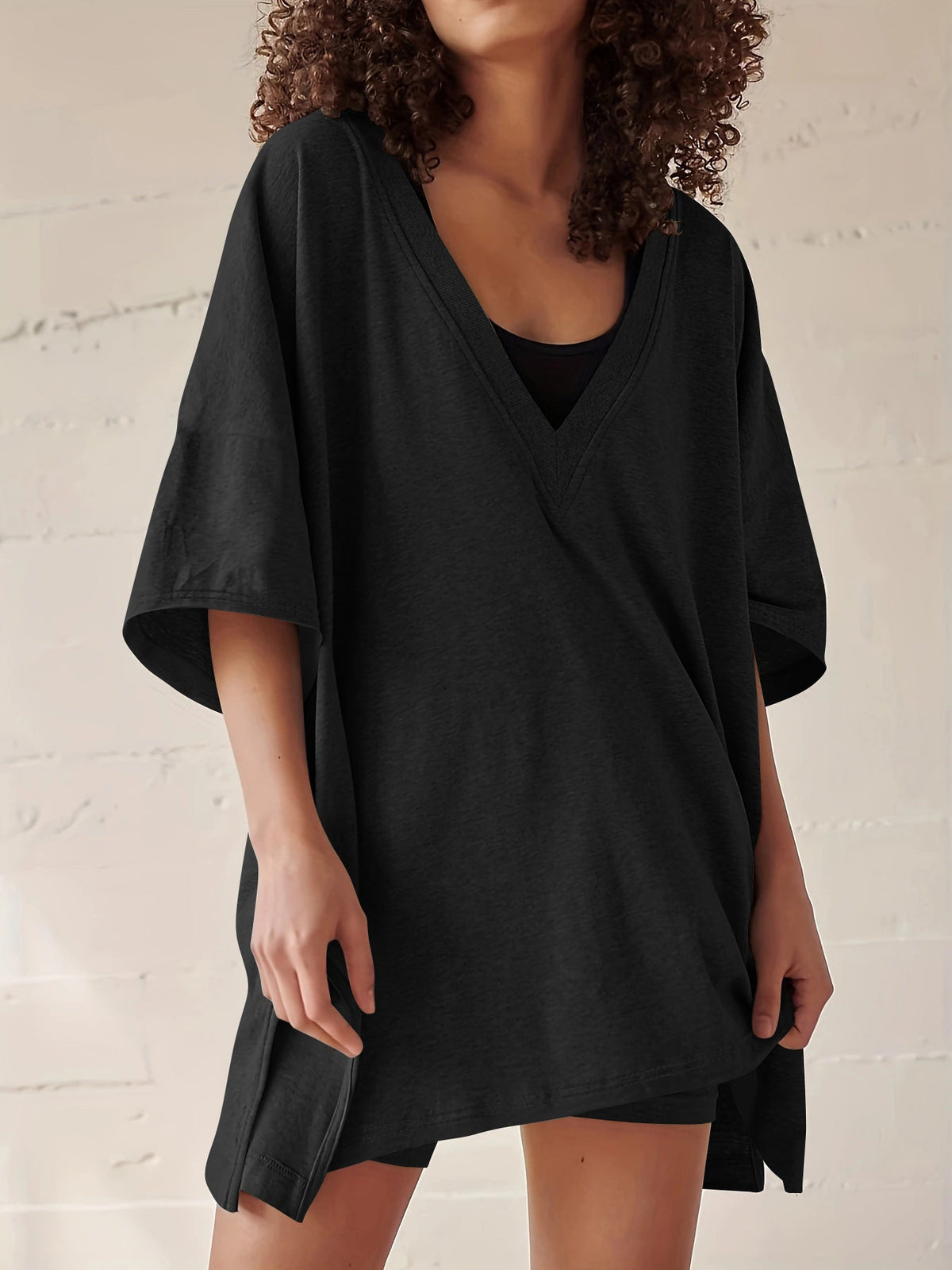 Women's Cotton Short Sleeve Top & Shorts Set – Casual Street Style 2-Piece