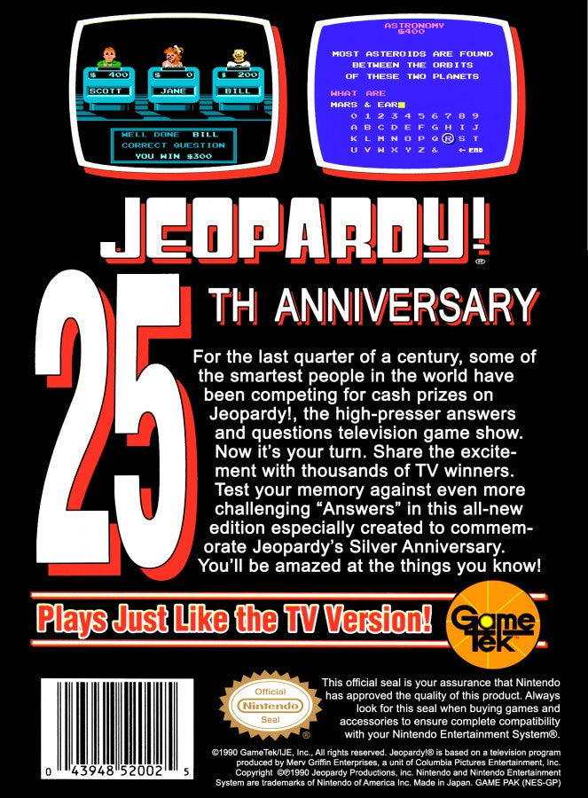 Jeopardy 25th Anniversary – Nintendo Entertainment System (NES)