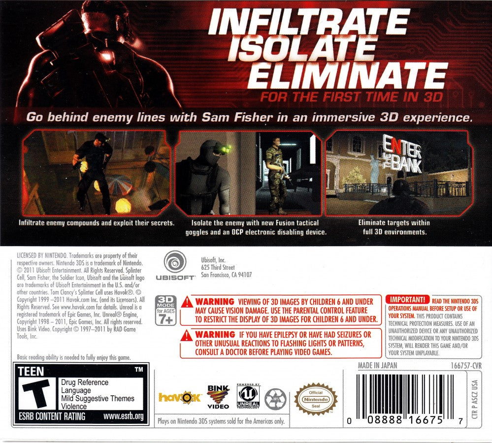 Tom Clancy's Splinter Cell 3D – Nintendo 3DS (3DS)