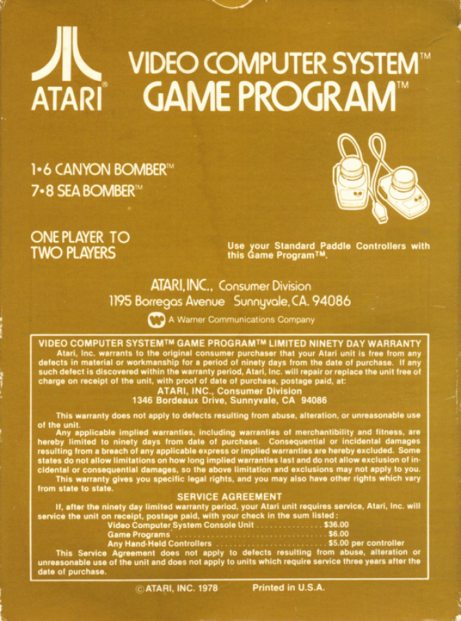 Canyon Bomber – Atari 2600 (2600)