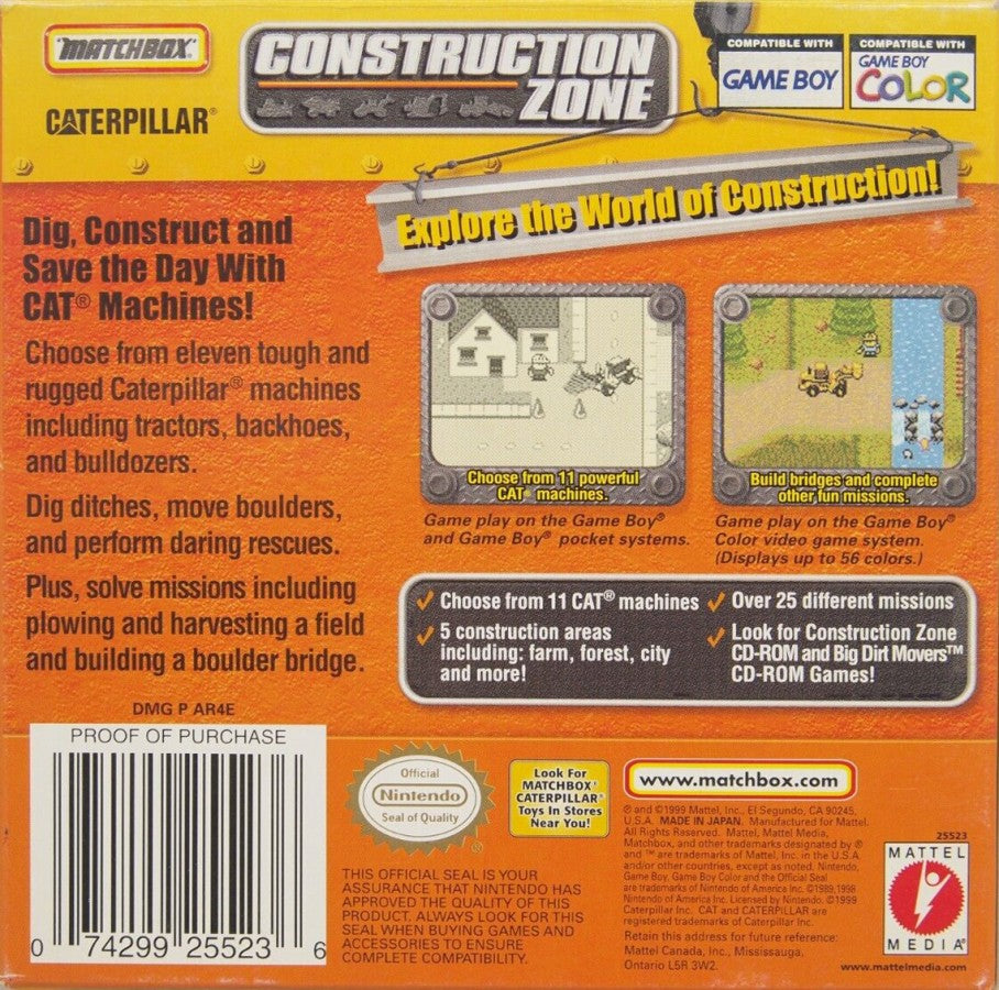Matchbox: Caterpillar Construction Zone – Game Boy Color (GBC)