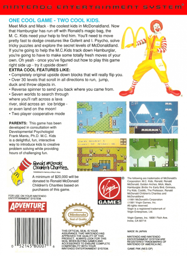 M.C. Kids – Nintendo Entertainment System (NES)