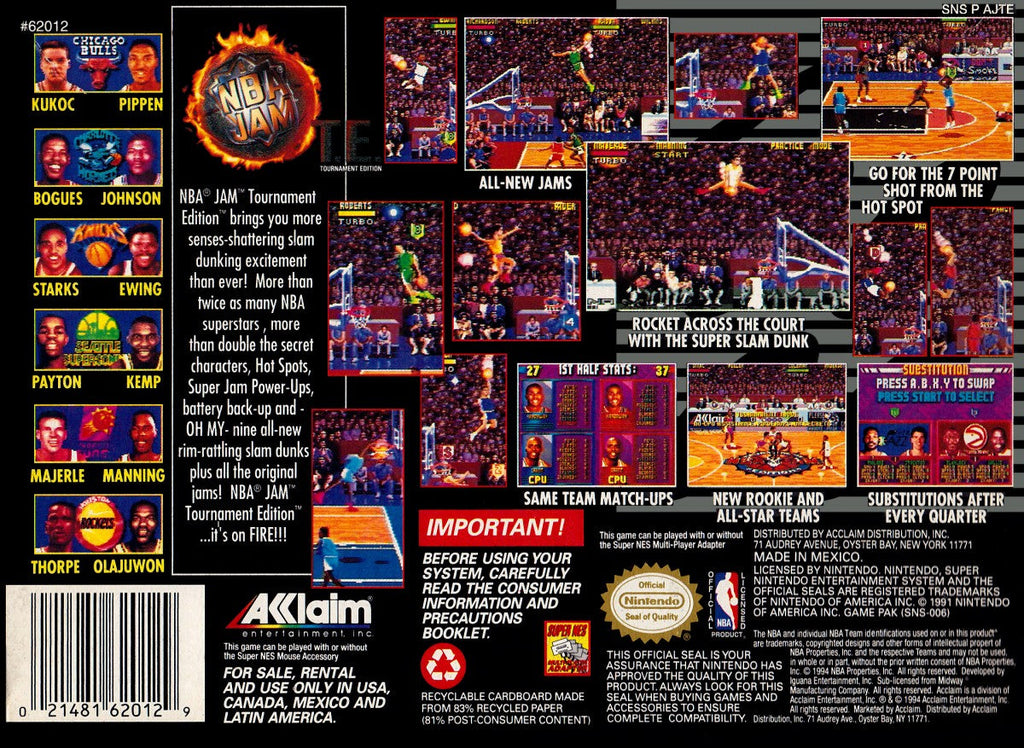 NBA Jam Tournament Edition – Super Nintendo Entertainment System (SNES)