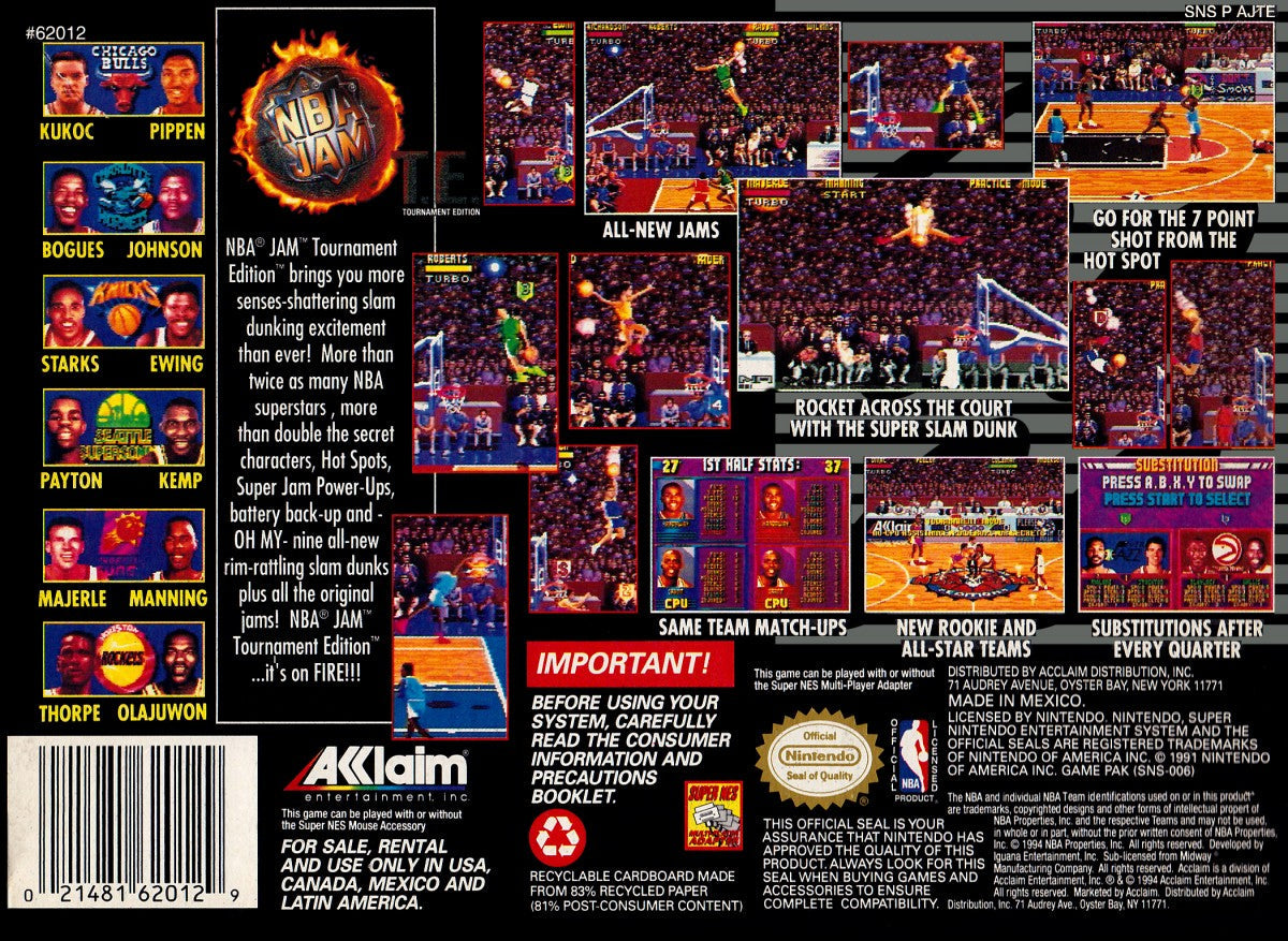 NBA Jam Tournament Edition – Super Nintendo Entertainment System (SNES)