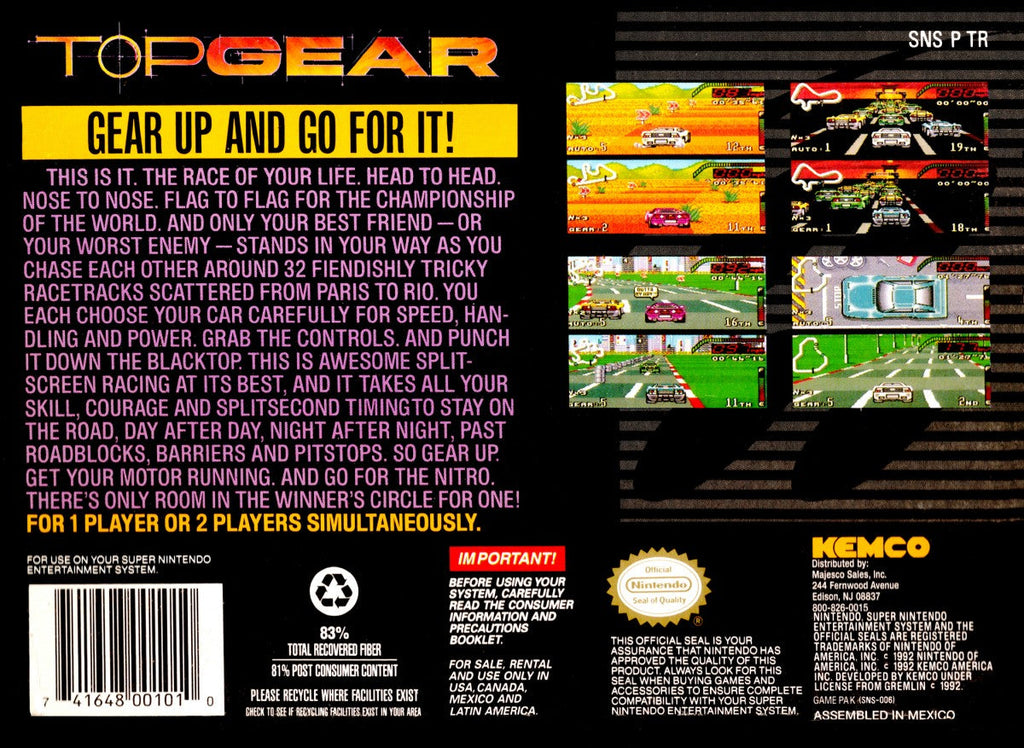 Top Gear – Super Nintendo Entertainment System (SNES)