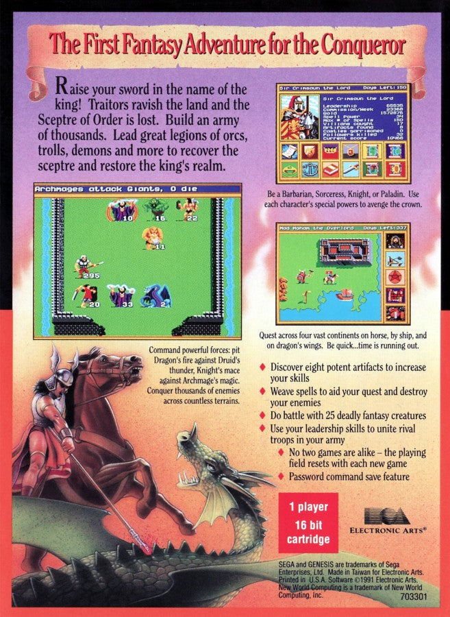 King's Bounty: The Conqueror's Quest – Sega Genesis (GEN)