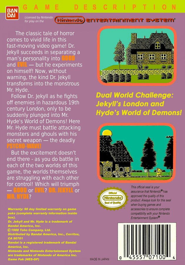 Dr Jekyll and Mr Hyde [CIB] – Nintendo Entertainment System (NES)