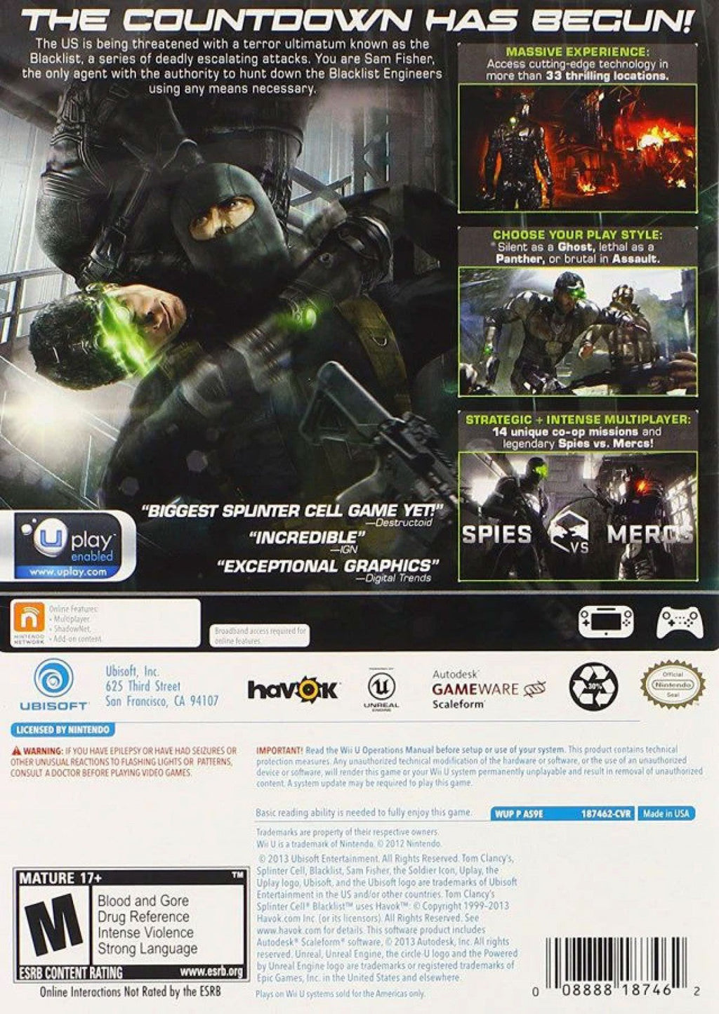 Tom Clancy's Splinter Cell: Blacklist – Nintendo Wii U (WiiU)