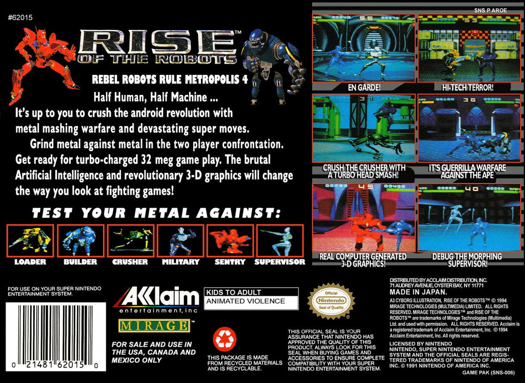 Rise of the Robots – Super Nintendo Entertainment System (SNES)