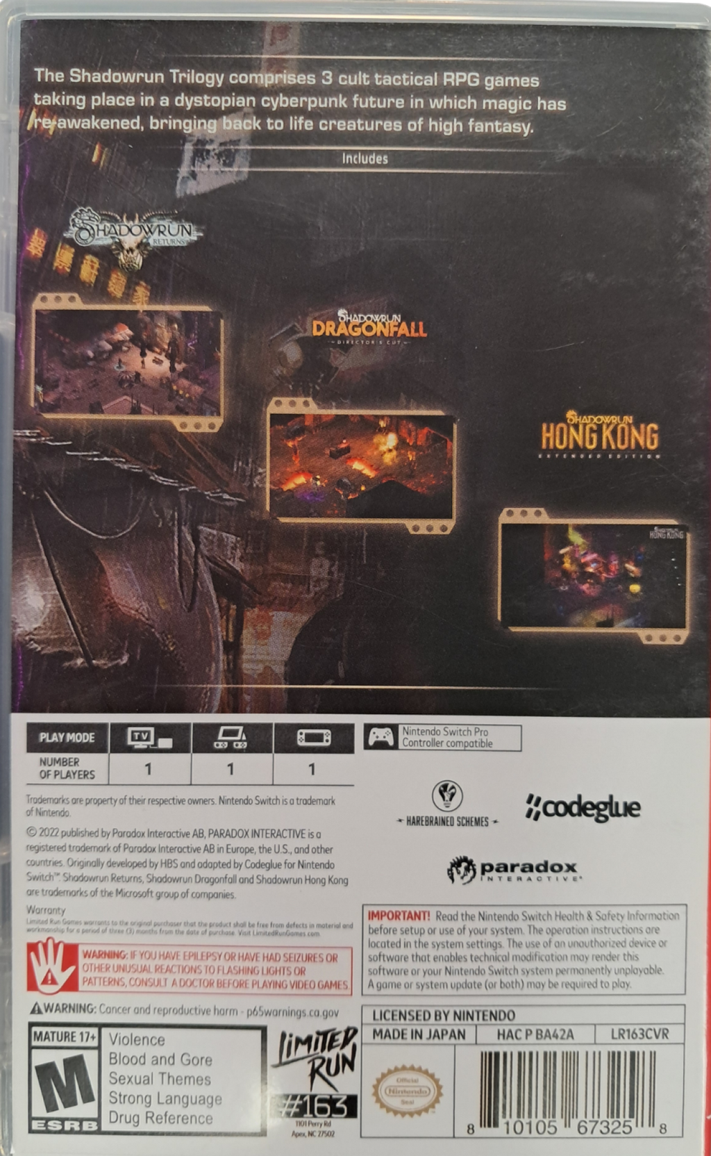 Shadowrun Trilogy [Limited Run #163]  – Nintendo Switch (NS)