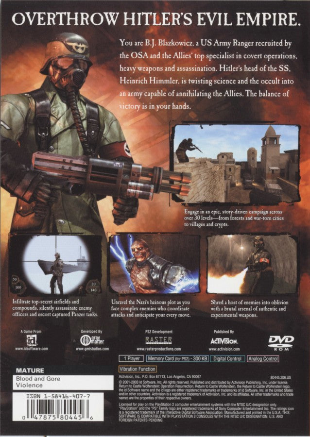 Return to Castle Wolfenstein: Operation Resurrection – PlayStation 2 (PS2)