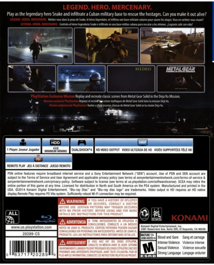 Metal Gear Solid V: Ground Zeroes – PlayStation 4 (PS4)