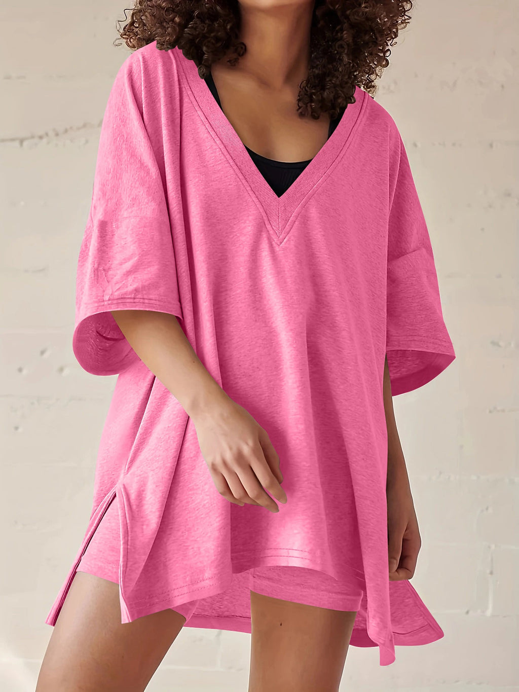 Women's Cotton Short Sleeve Top & Shorts Set – Casual Street Style 2-Piece