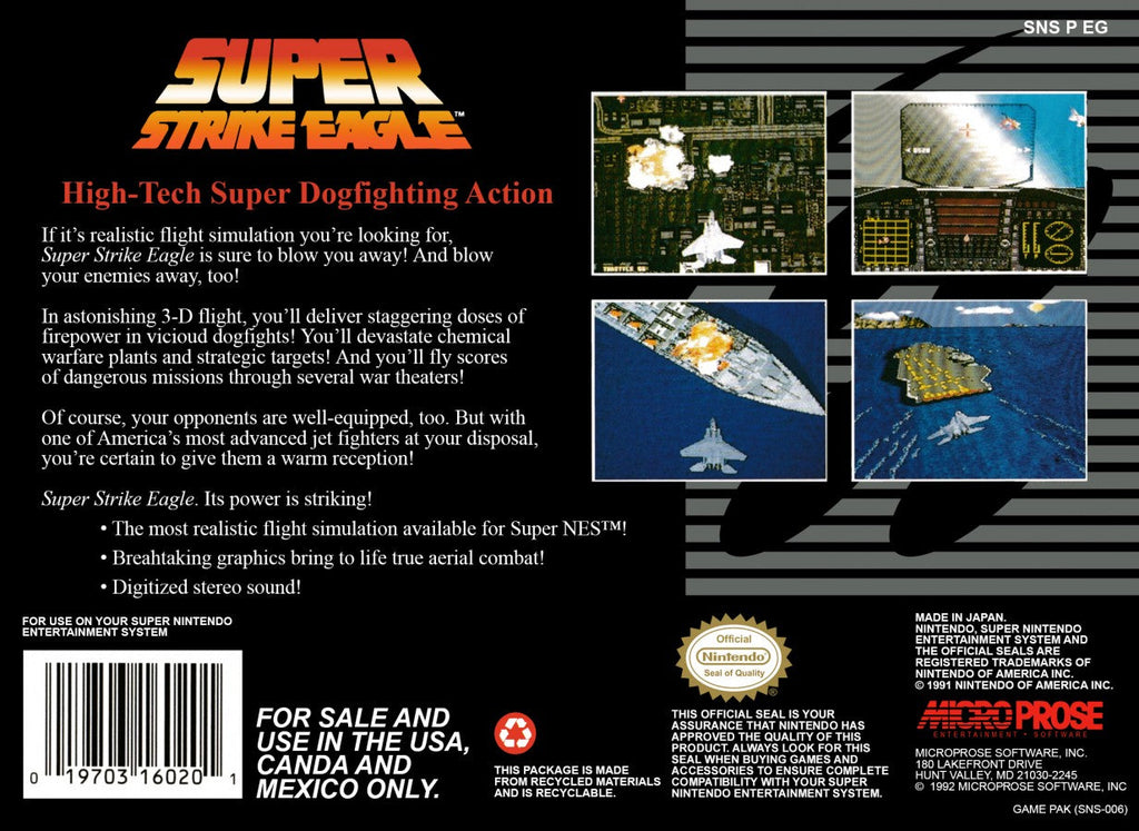 Super Strike Eagle – Super Nintendo Entertainment System (SNES)