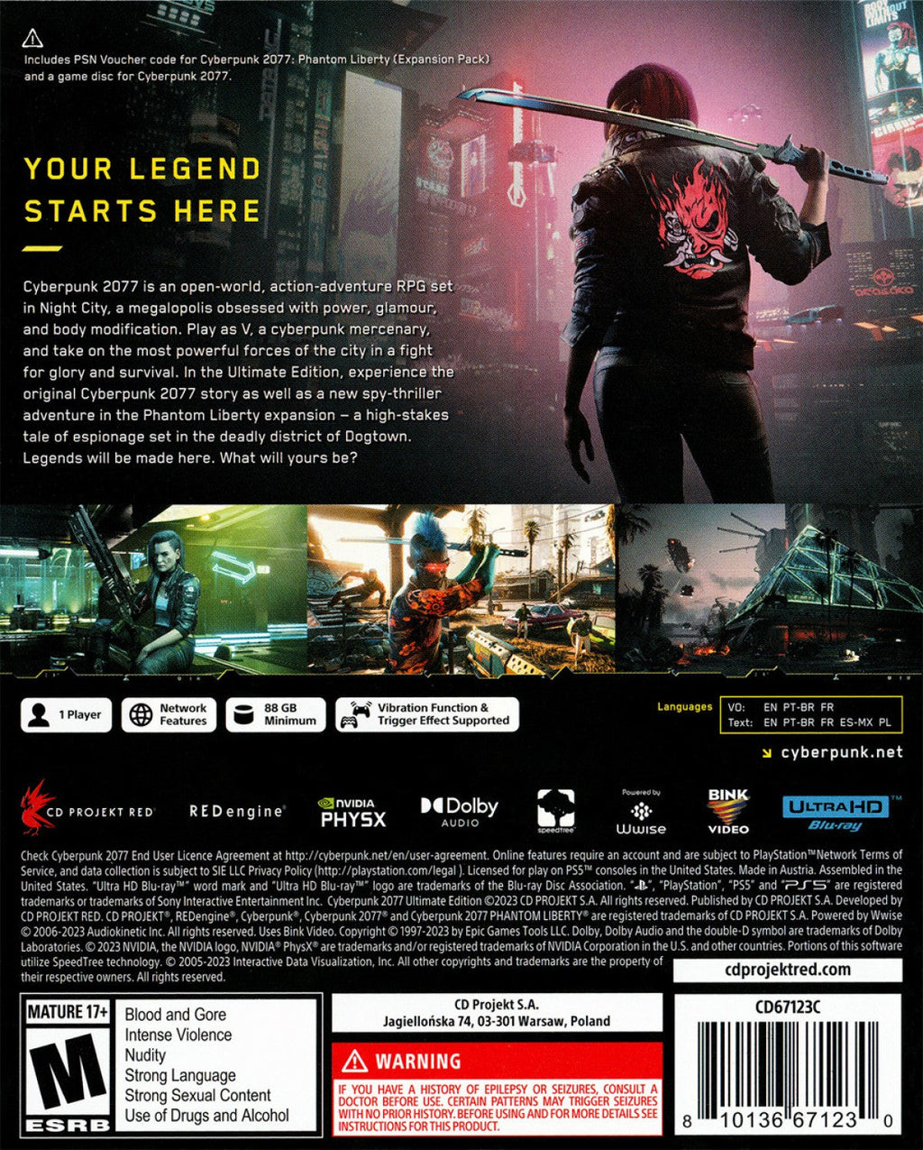 Cyberpunk 2077: UItimate Edition – Play Station 5 (PS5)