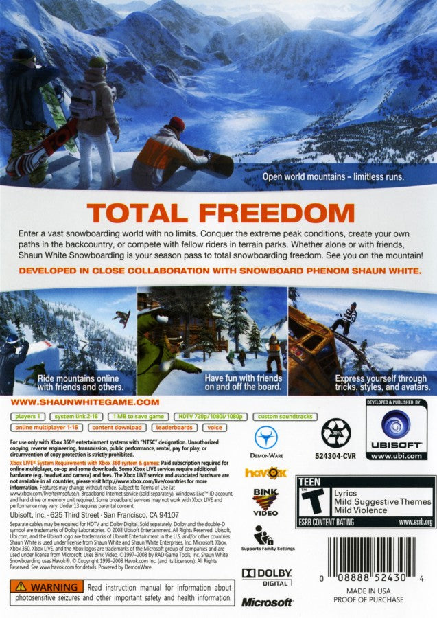 Shaun White Snowboarding – Xbox 360 (X360)