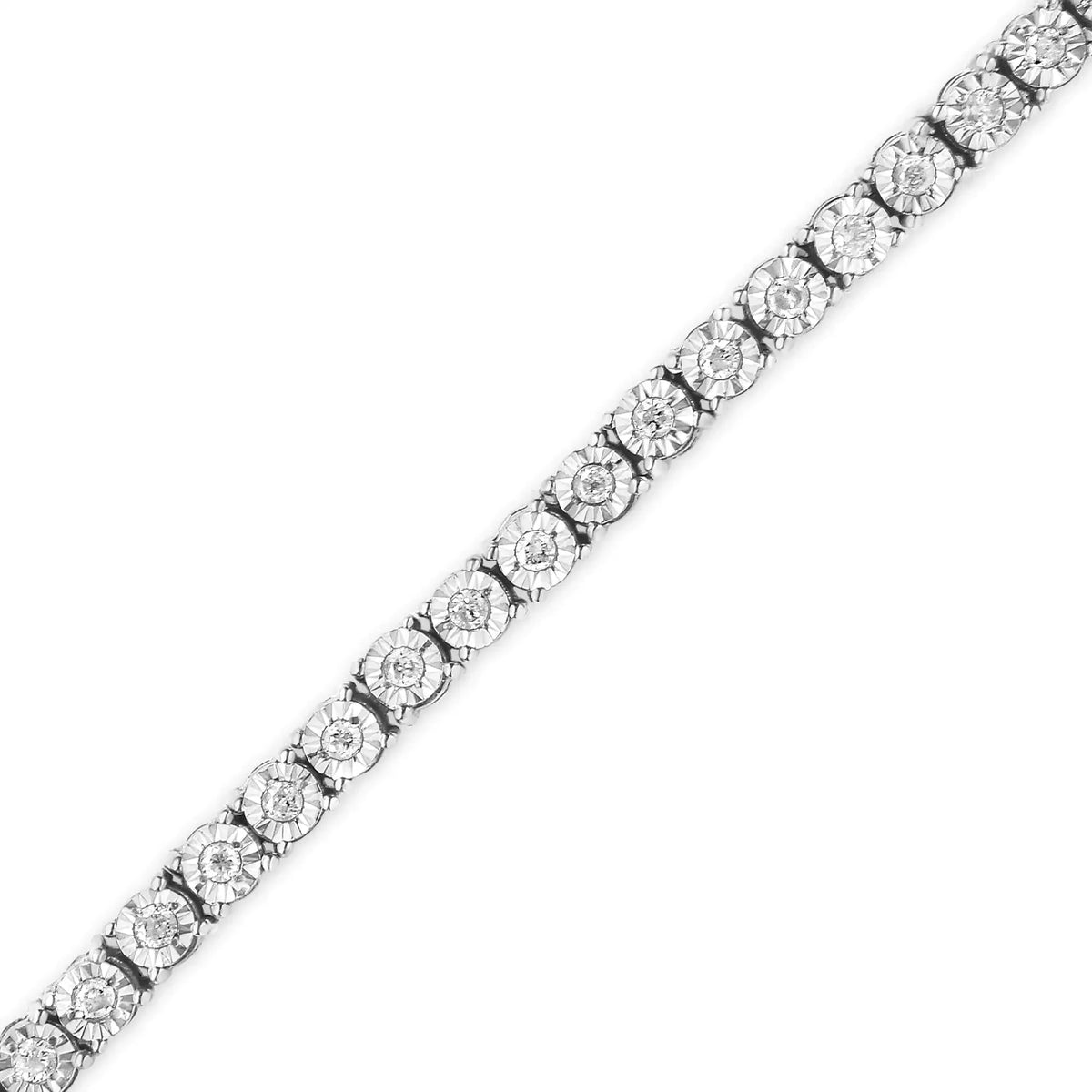 .925 Sterling Silver 1/2 Cttw Diamond Illusion-Set Miracle Plate Tennis Bracelet (I-J Color, I3 Clarity) - 7"