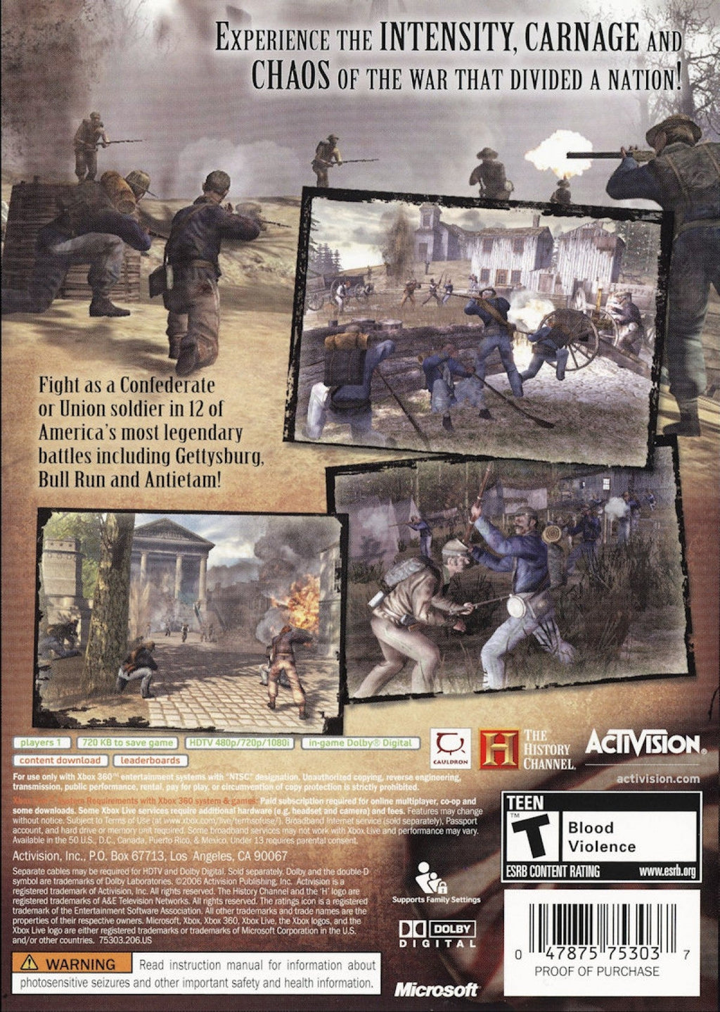 History Channel Civil War A Nation Divided – Xbox 360 (X360)