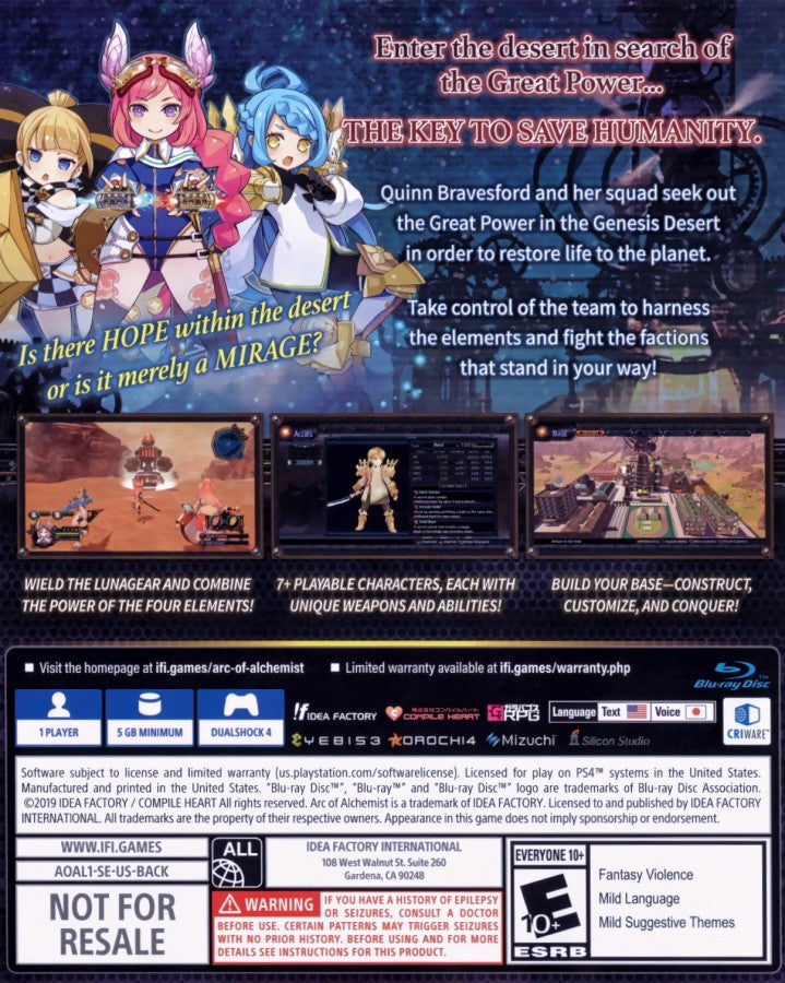 Arc of Alchemist — Playstation 4 (PS4)