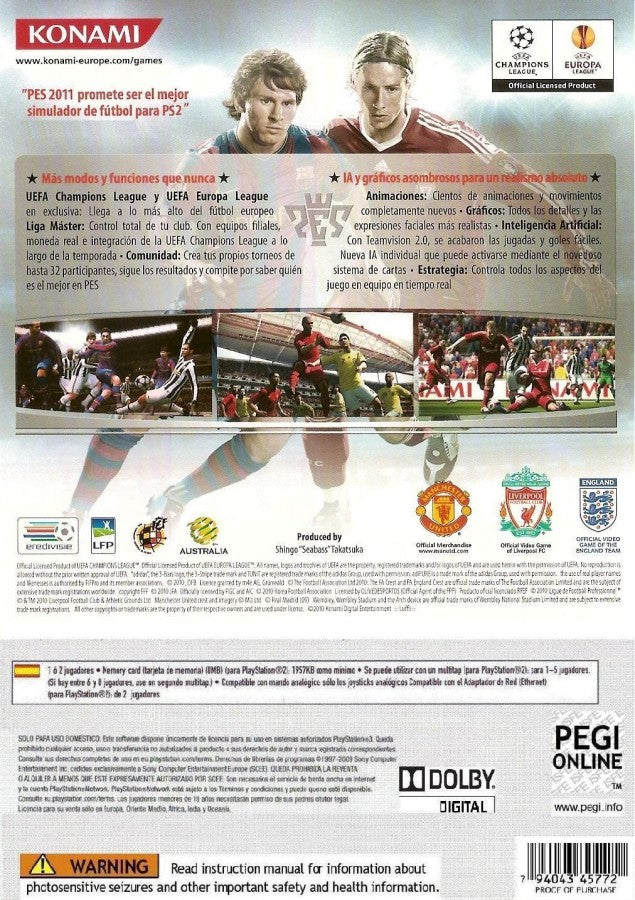 Pro Evolution Soccer 2011 – PlayStation 2 (PS2)