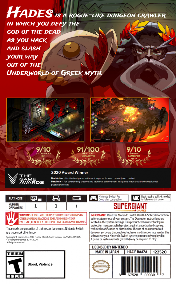 Hades – Nintendo Switch (NS)