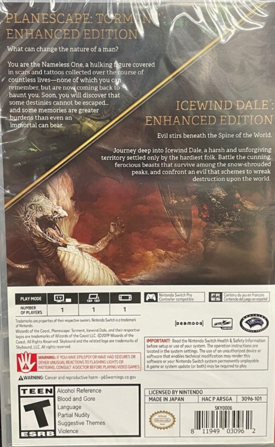 Planescape: Torment Enhanced Edition & Icewind Dale Enhanced Edition – Nintendo Switch (NS)