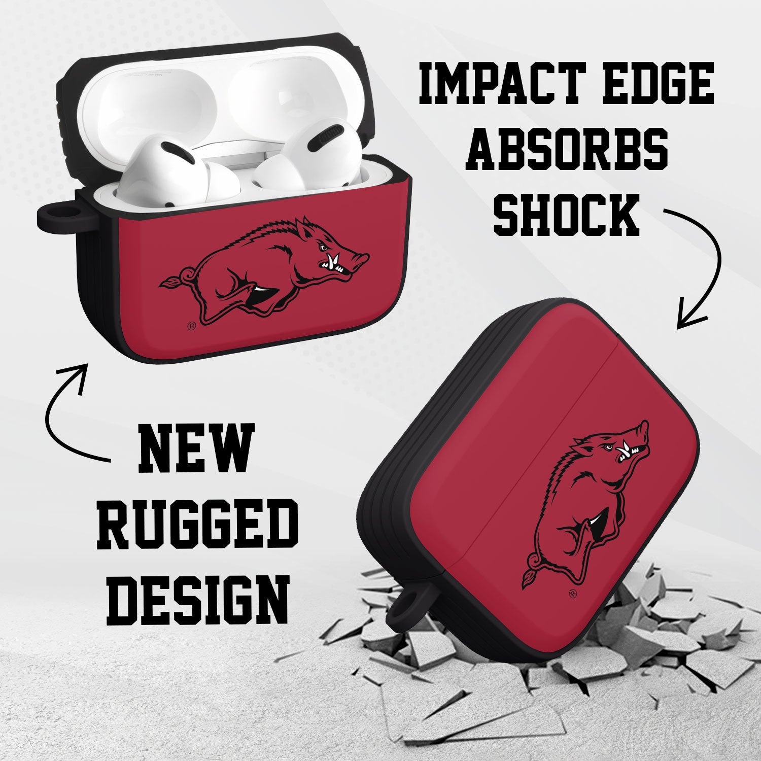 Arkansas Razorbacks HDX AirPods Pro 1 & 2 Case Cover