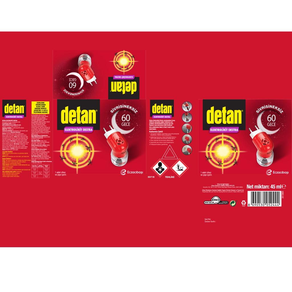Detan Mosquito Repellent 60 Night Liquid Refill & Device 45 ml