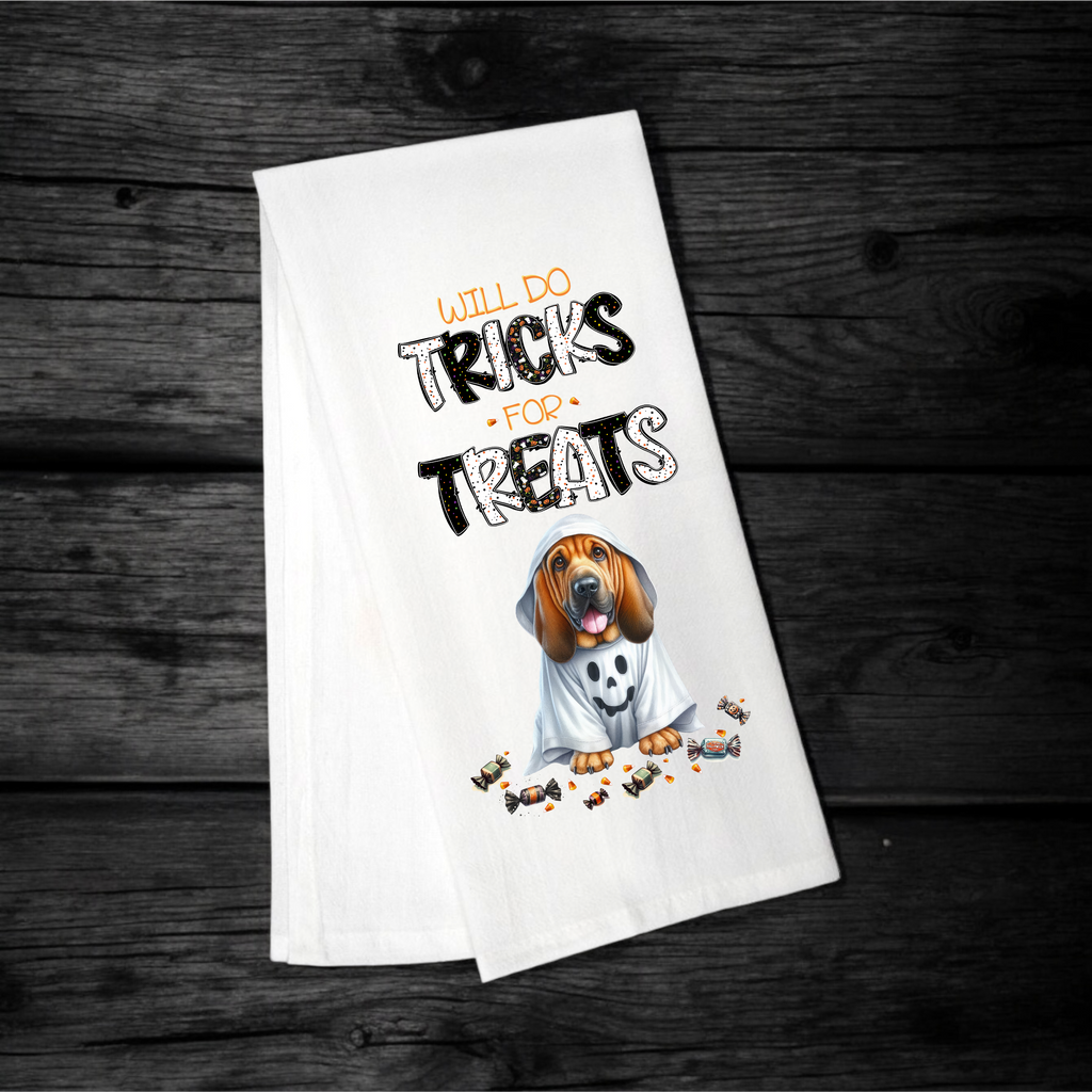 "Will Do Tricks for Treats" Halloween Towel with your Fav Dog Breed